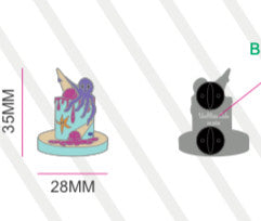 Luxury Enamel Pin size comparison - Octopus pin with measurement guide"