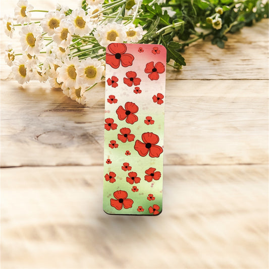 Remembrance Poppy Bookmark - Size Comparison - Premium 52mm x 148mm Bookmark with Velvet Soft Touch Finish"