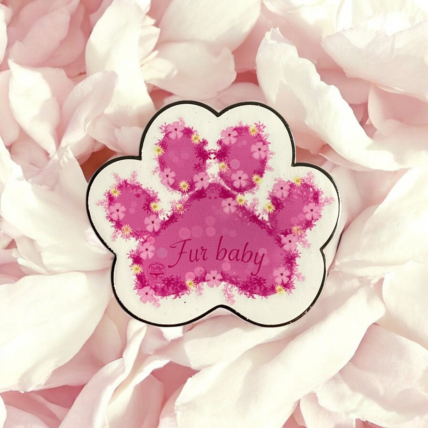 "Luxury Pink Paw Enamel Pin - Front View - High-Quality Collectible Pin for Pet Lovers"