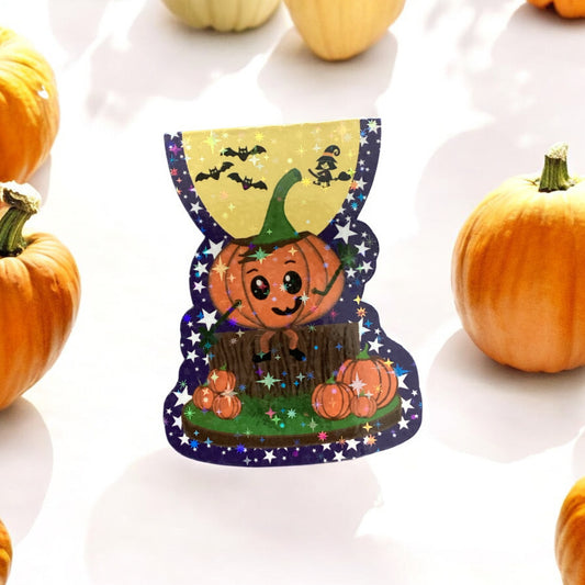 Halloween-themed decorative magnetic bookmark with pumpkins on a white background