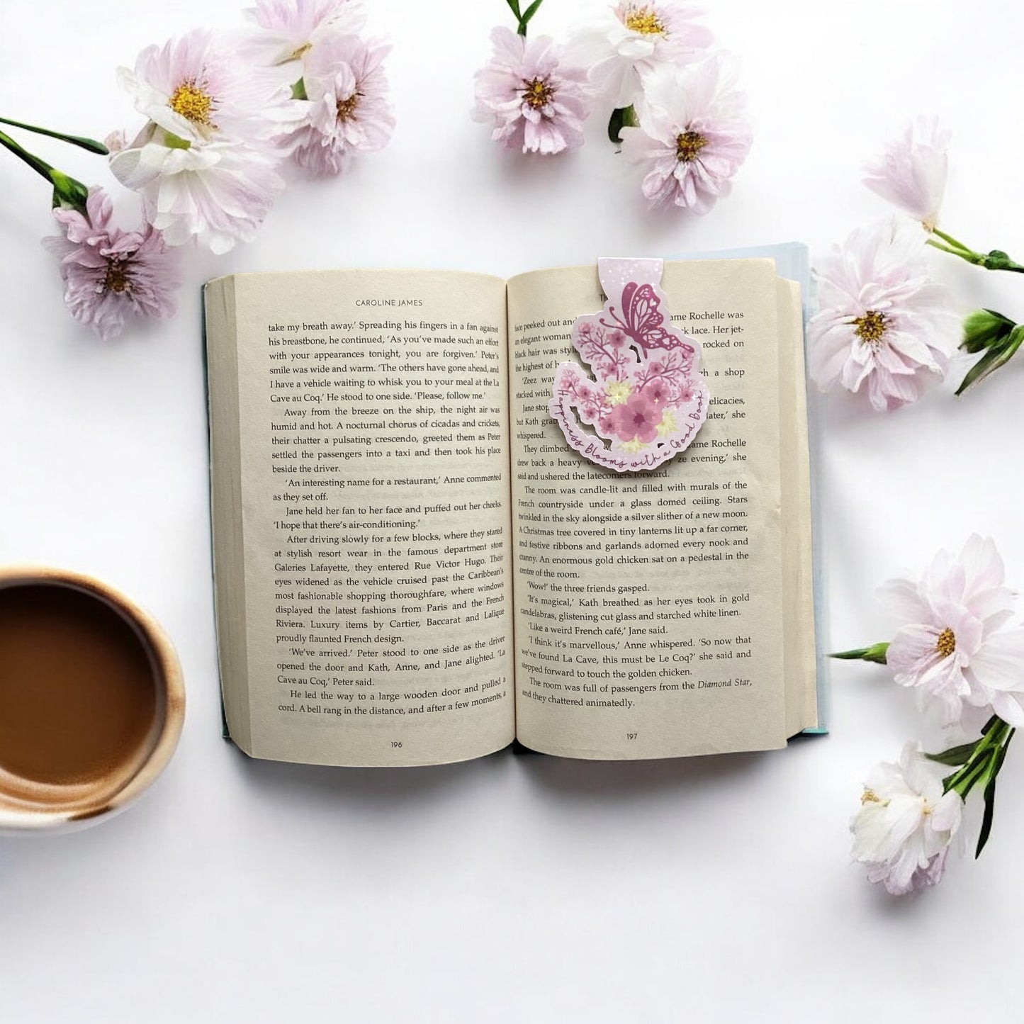 Pink Blossom & Butterfly Magnetic Bookmark