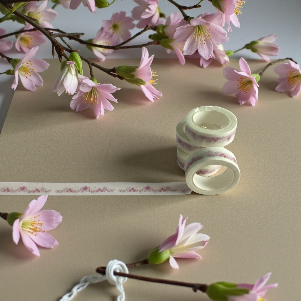 Pink Blossom Washi Tape – 15mm x 350mm – Floral Craft & Gift Wrapping Tape