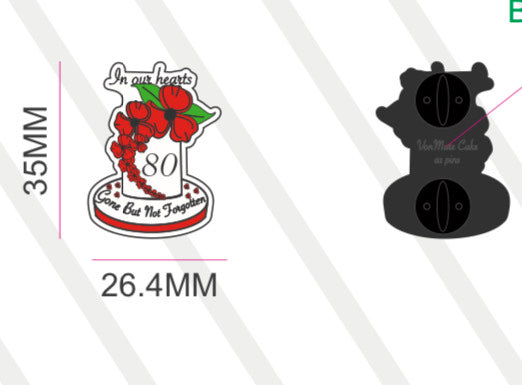 Size comparison of VE Day Poppy Enamel Pin - Detailed dimensions of commemorative remembrance badge for collectors and those honoring the 80th anniversary of Victory in Europe