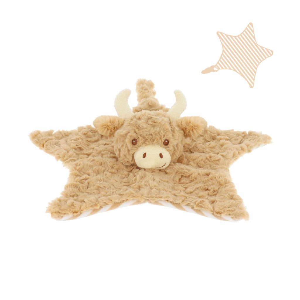 Highland Cow toy comforter in a star shape