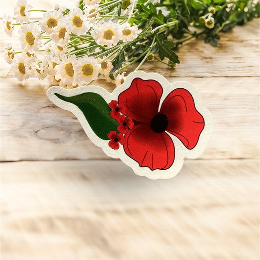 Poppy Die Cut Sticker - Close-up Detail View - Premium Quality Self-Adhesive Remembrance Symbol - Easy Application"