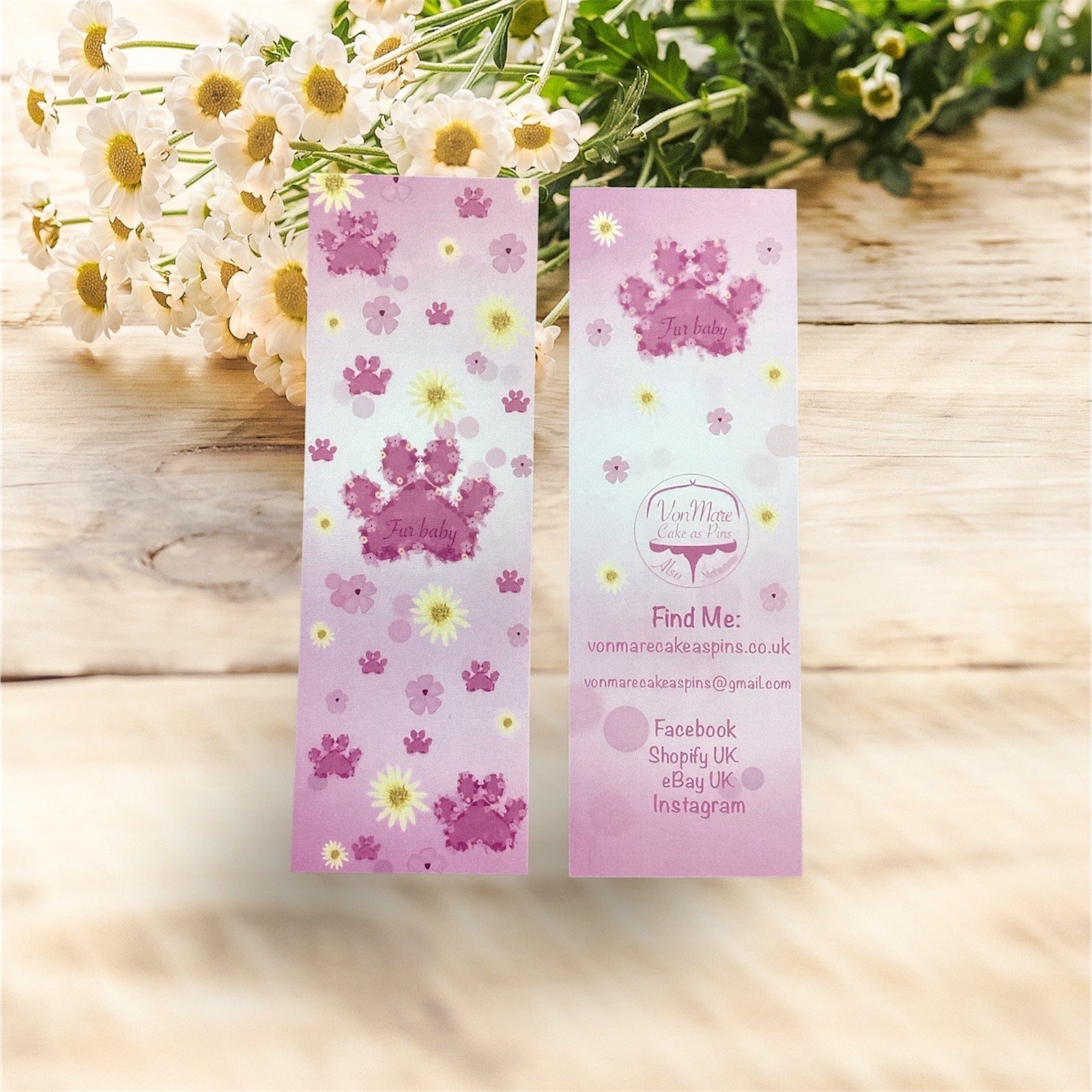 Pink Paw Print Bookmark - Back View - Durable Design for Long-Lasting Use"