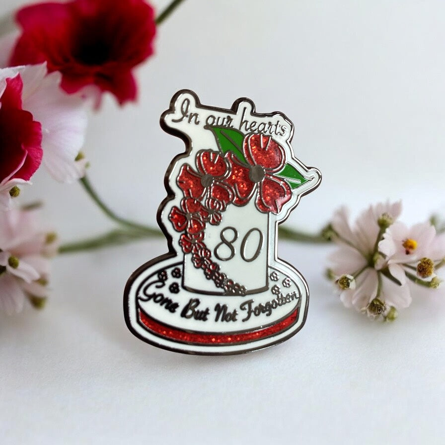 2025 - 80th Anniversary VE Day Red Poppy Enamel Pin - Commemorative remembrance badge with vibrant red petals and black center - Memorial collectible for veterans and history enthusiasts