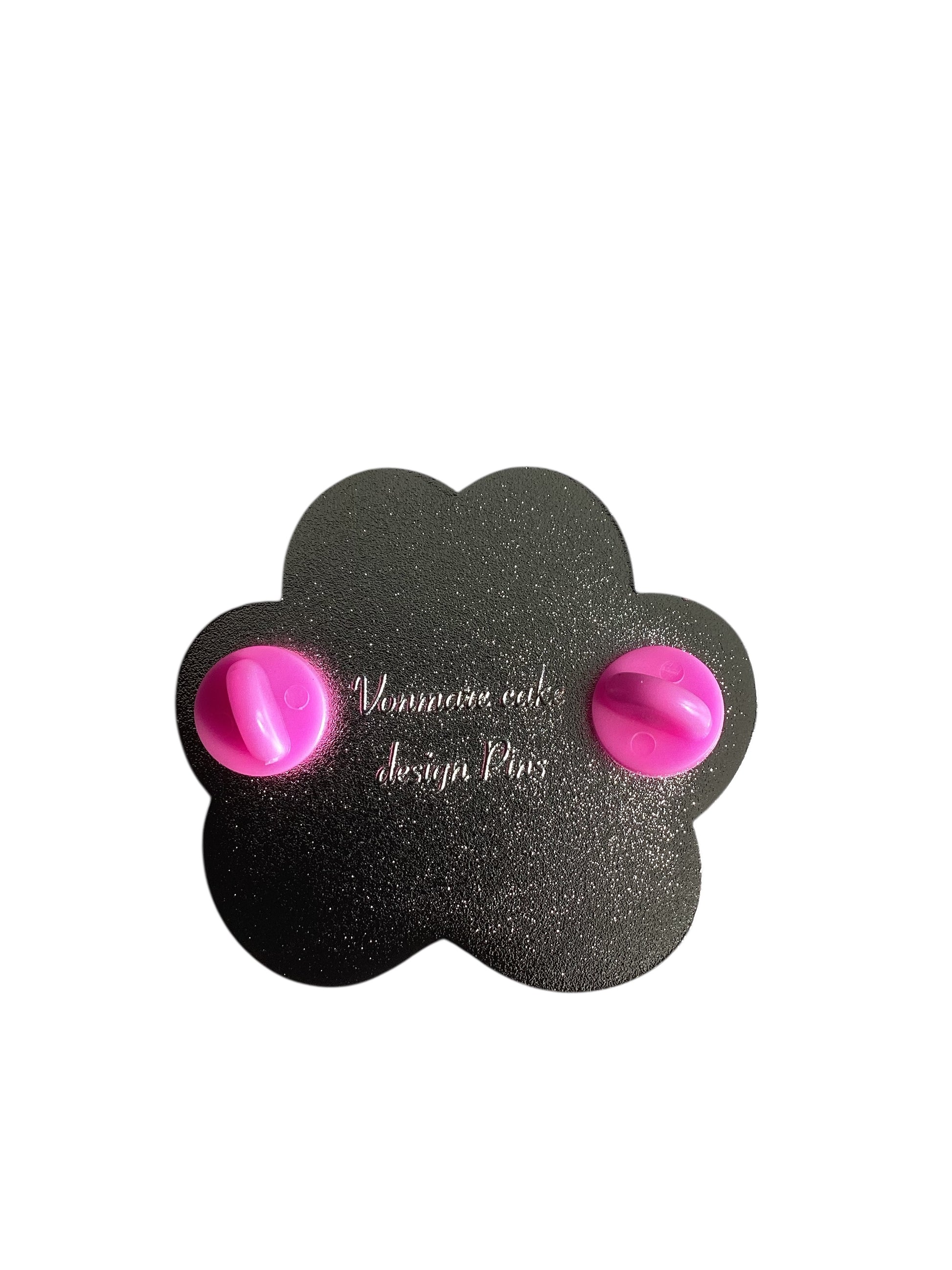 Back detail. "Luxury Pink Paw Enamel Pin - Worn Example - Stylish Accessory for Pet Owners"