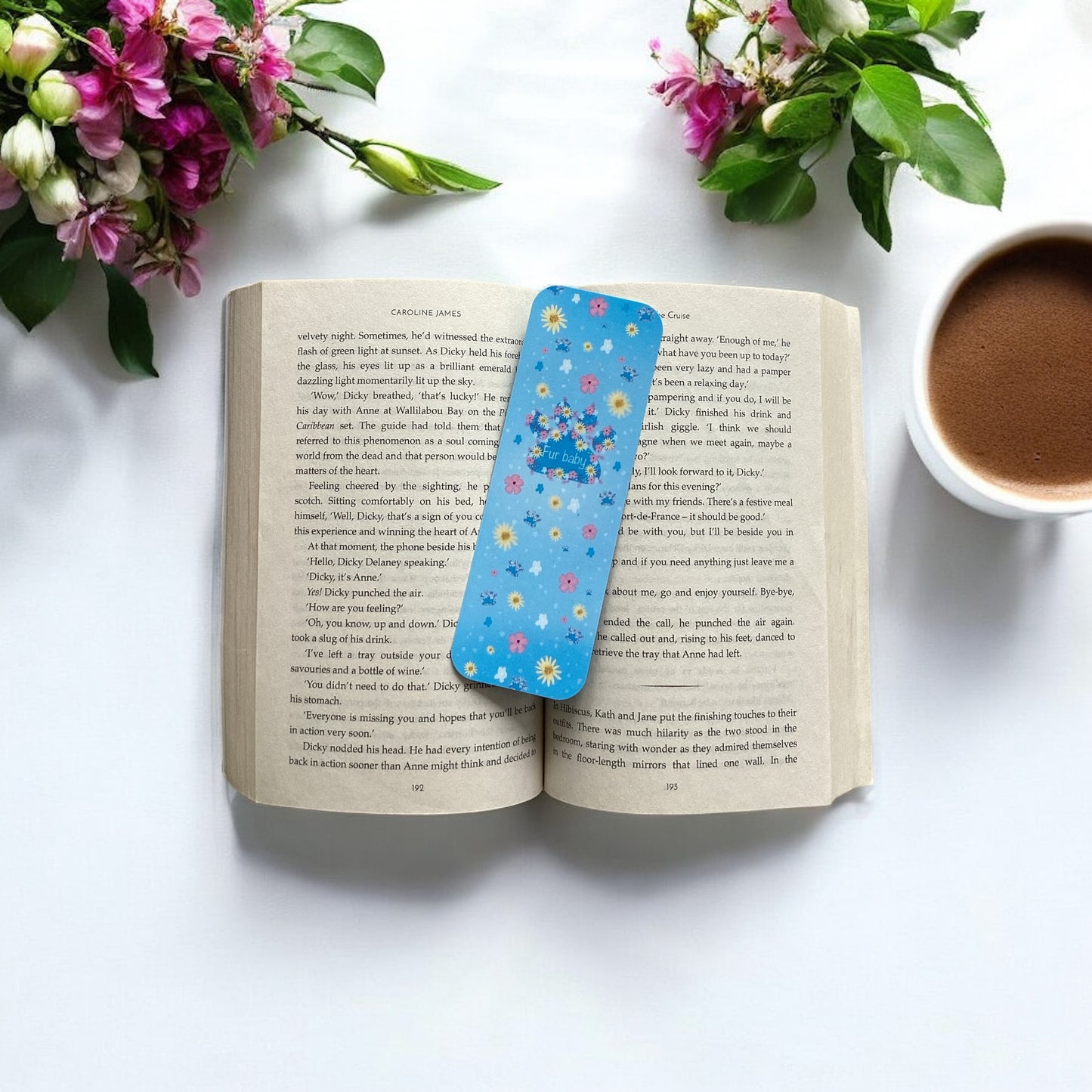 Blue Paw print glossy bookmark