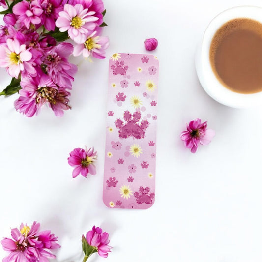 Pink Paw Print Bookmark | Cat & Dog Gift | Glossy 1-Sided