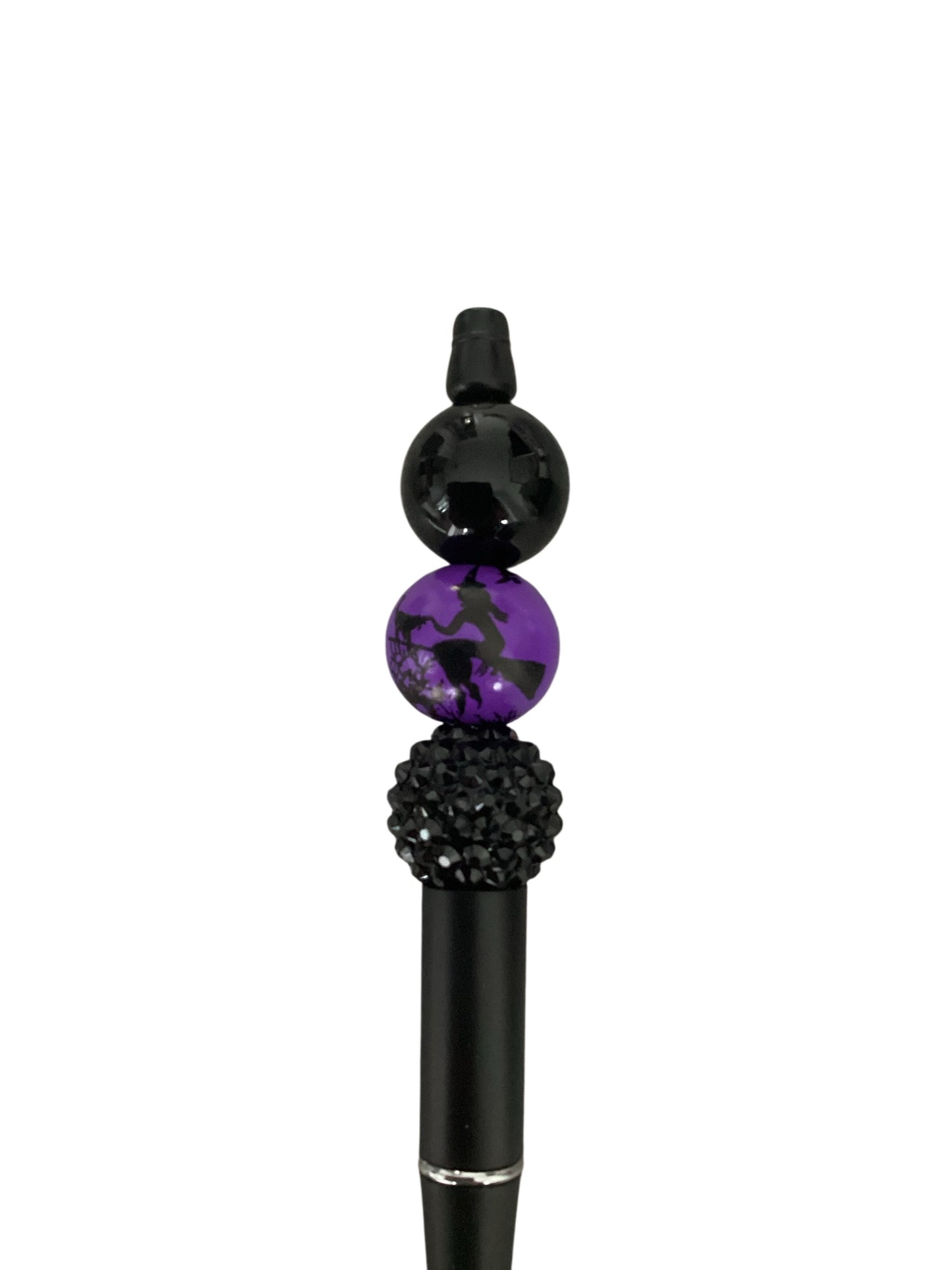 Halloween Witch Beaded Pen with Black Case & Biro