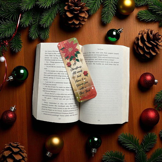 Christmas Poinsettia Sparkle Bookmark | Festive Quote | Book Lover Gift