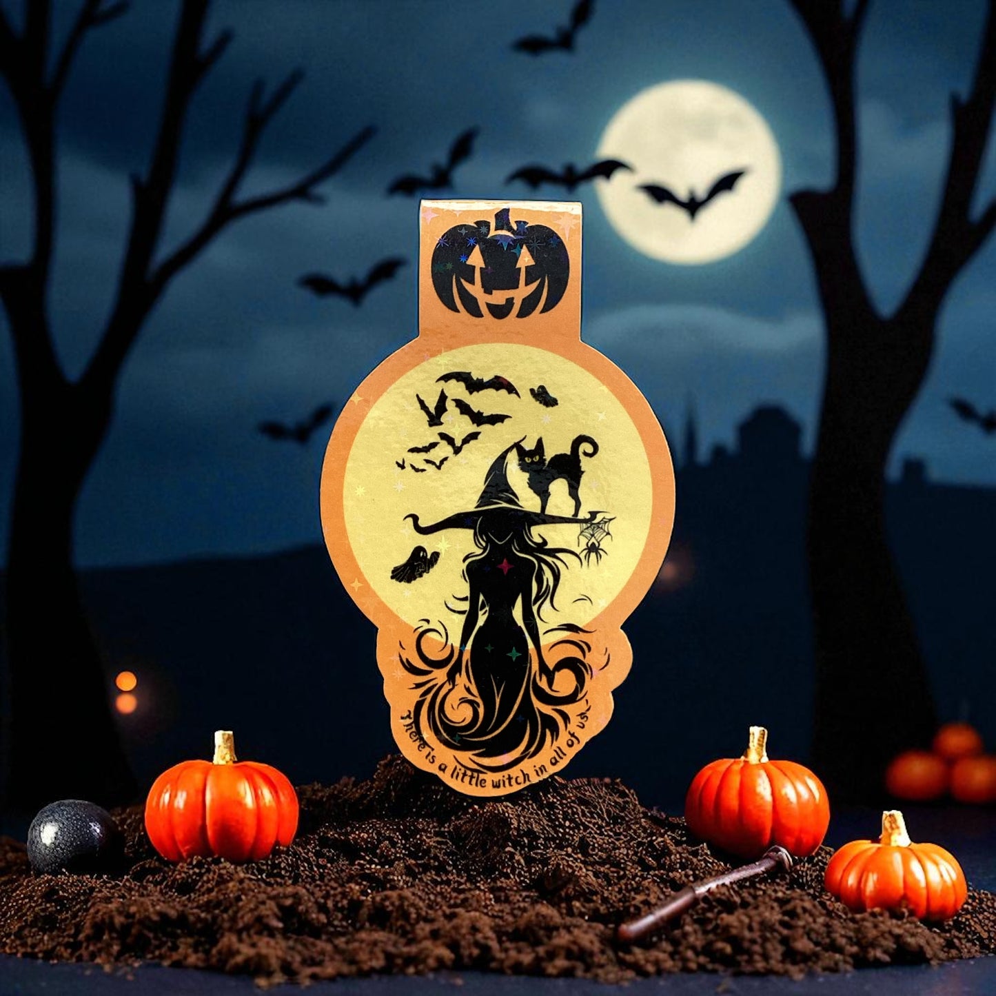 Witch magnetic bookmark halloween