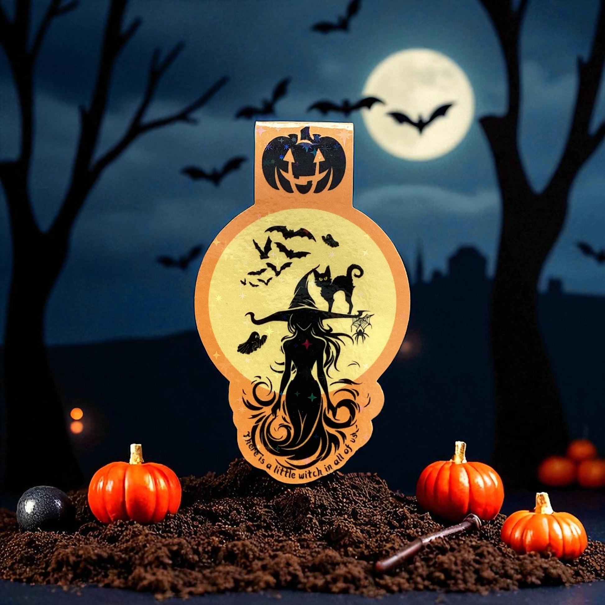 Witch magnetic bookmark halloween