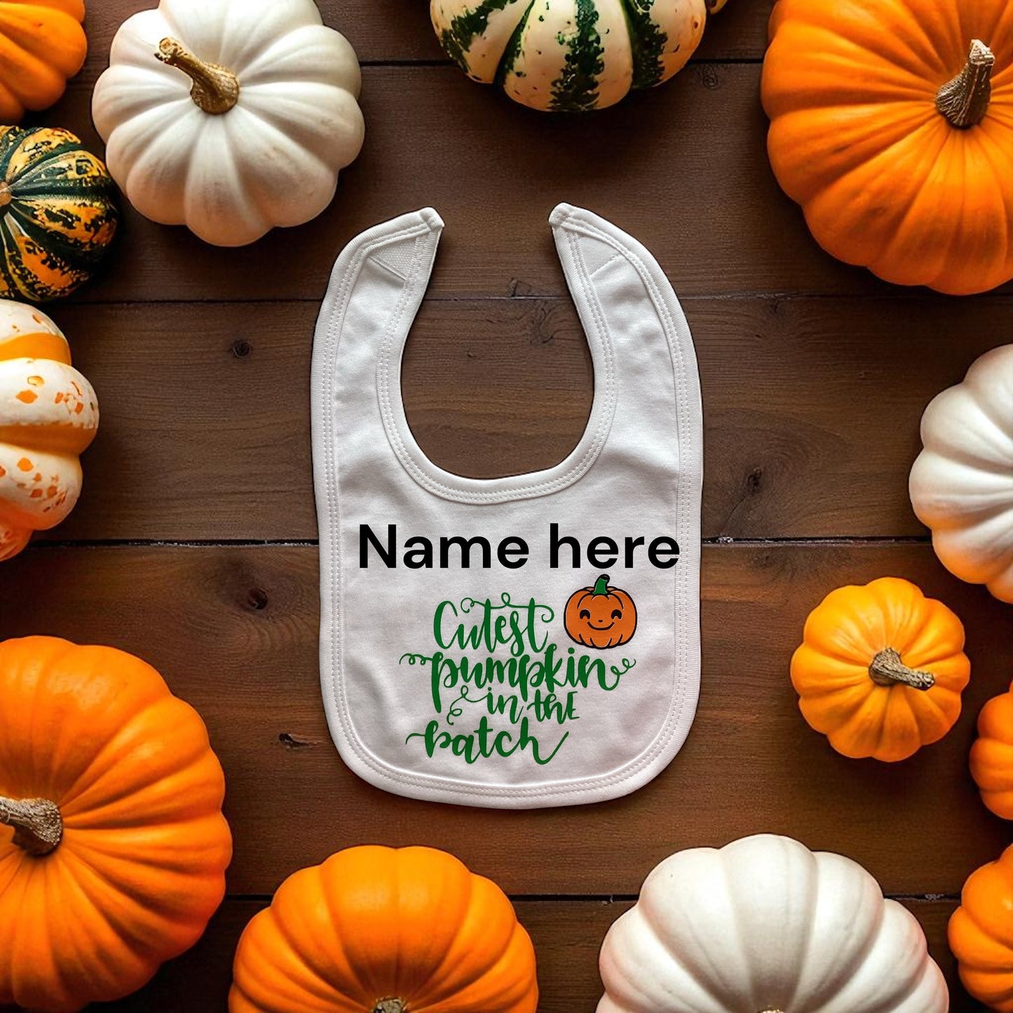 Cutest Pumpkin in the Patch Baby Bib | Personalised Halloween Keepsake Gift