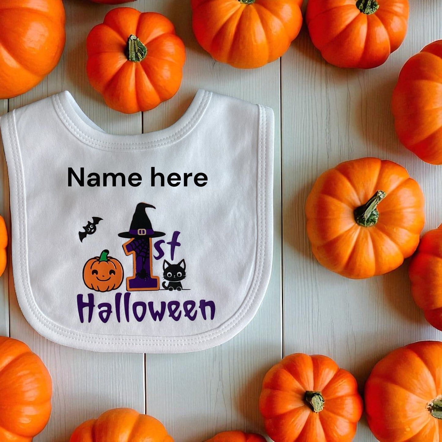 My 1st Halloween Baby Bib | White Cotton Keepsake Gift