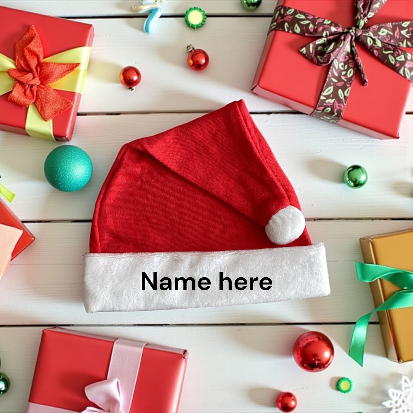 Baby Christmas Santa Set, Bib, hat and socks - Can be personalised. 0-6 mths