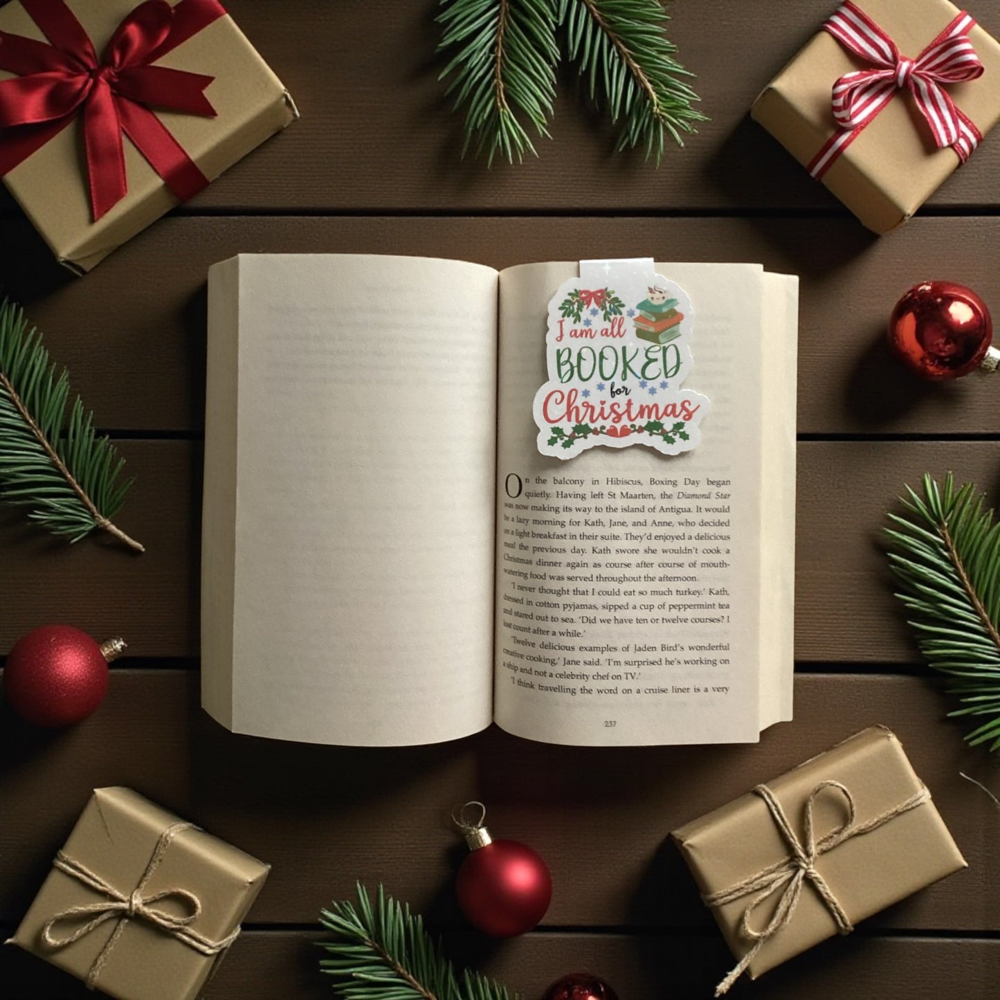 I Am All Booked for Christmas Magnetic Bookmark | Funny Book Lover Gift