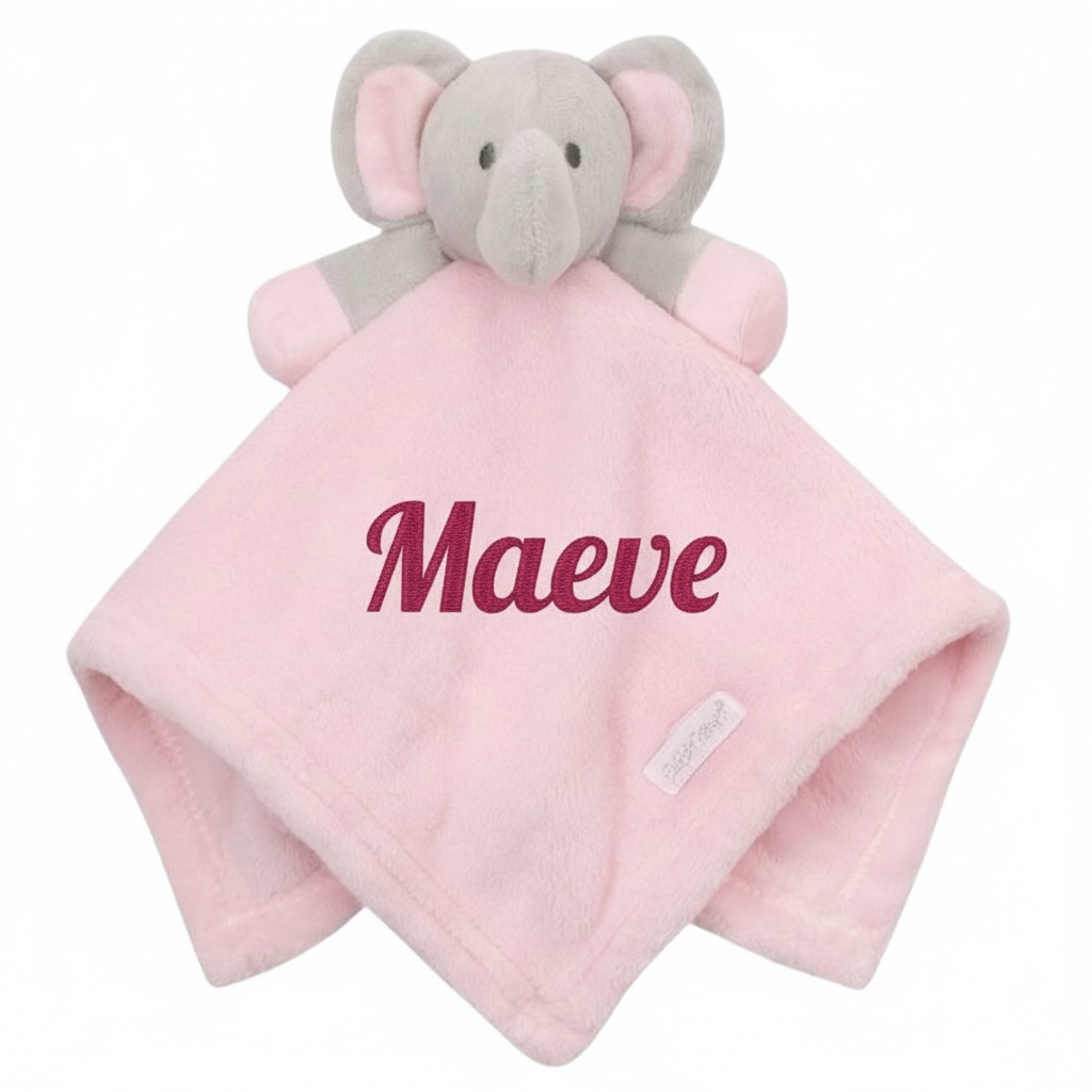 Personalised Pink Elephant Comforter Soft Toy — Embroidered Name