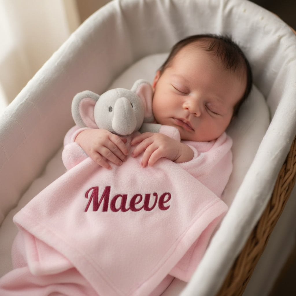 Personalised Pink Elephant Comforter Soft Toy — Embroidered Name