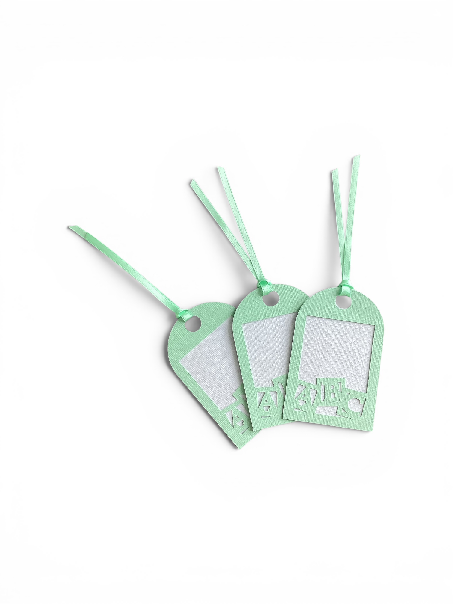 studio photo of  abc gift tags