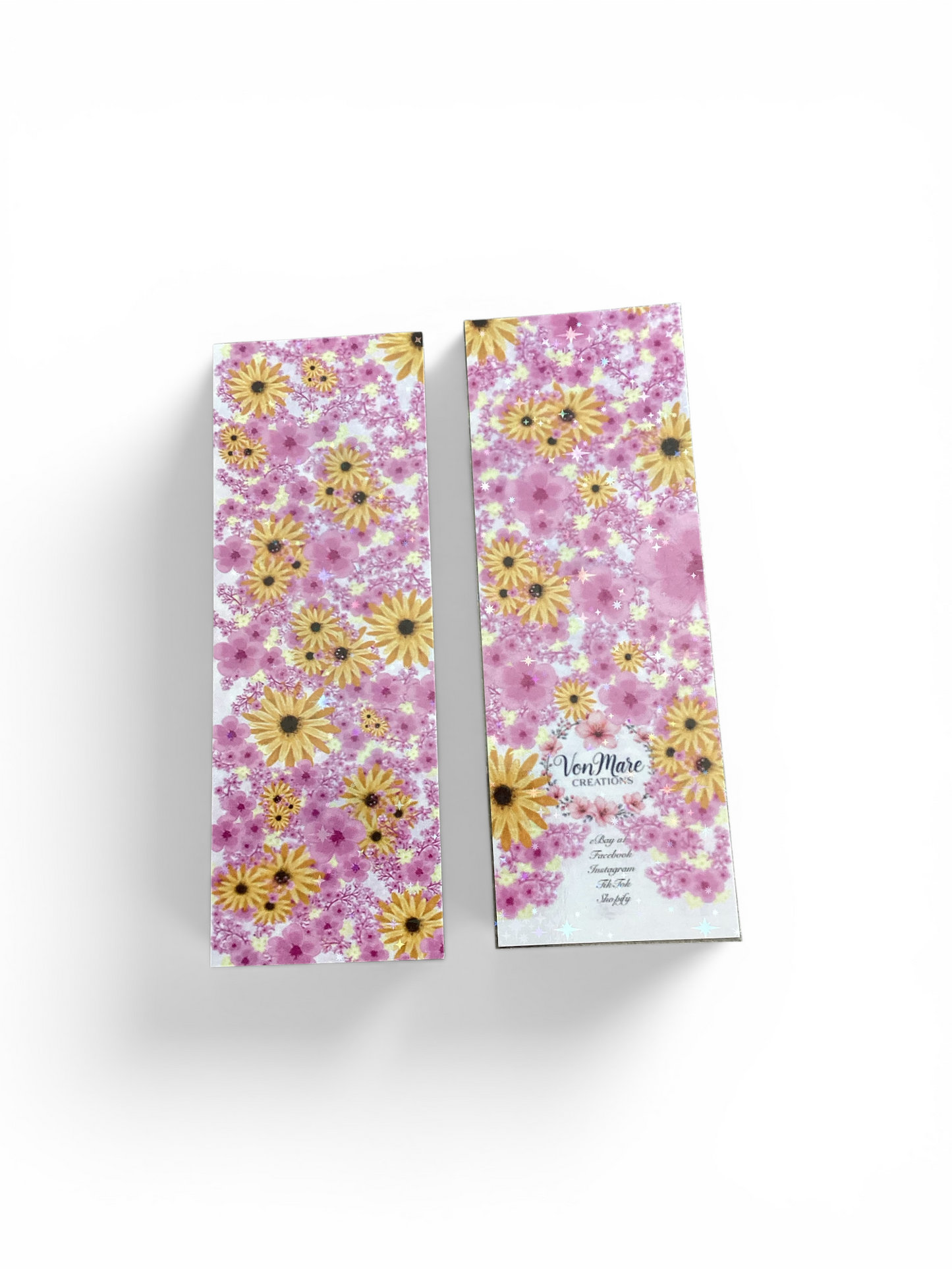 Floral Blossom and Sunflower book mark front and back view