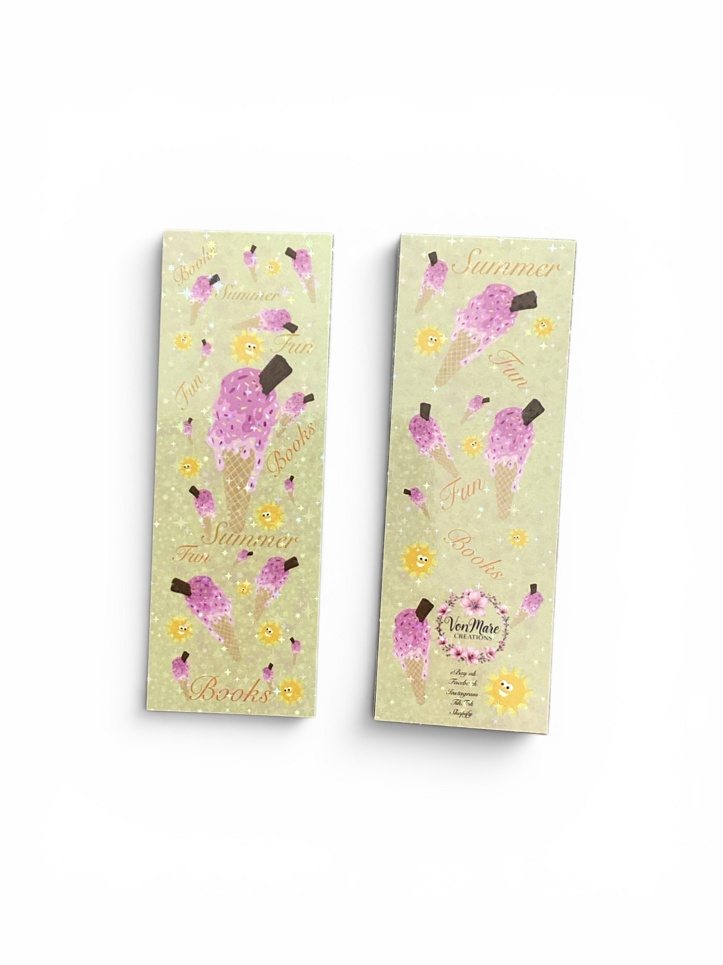 Front and back of Ice Cream bookmark