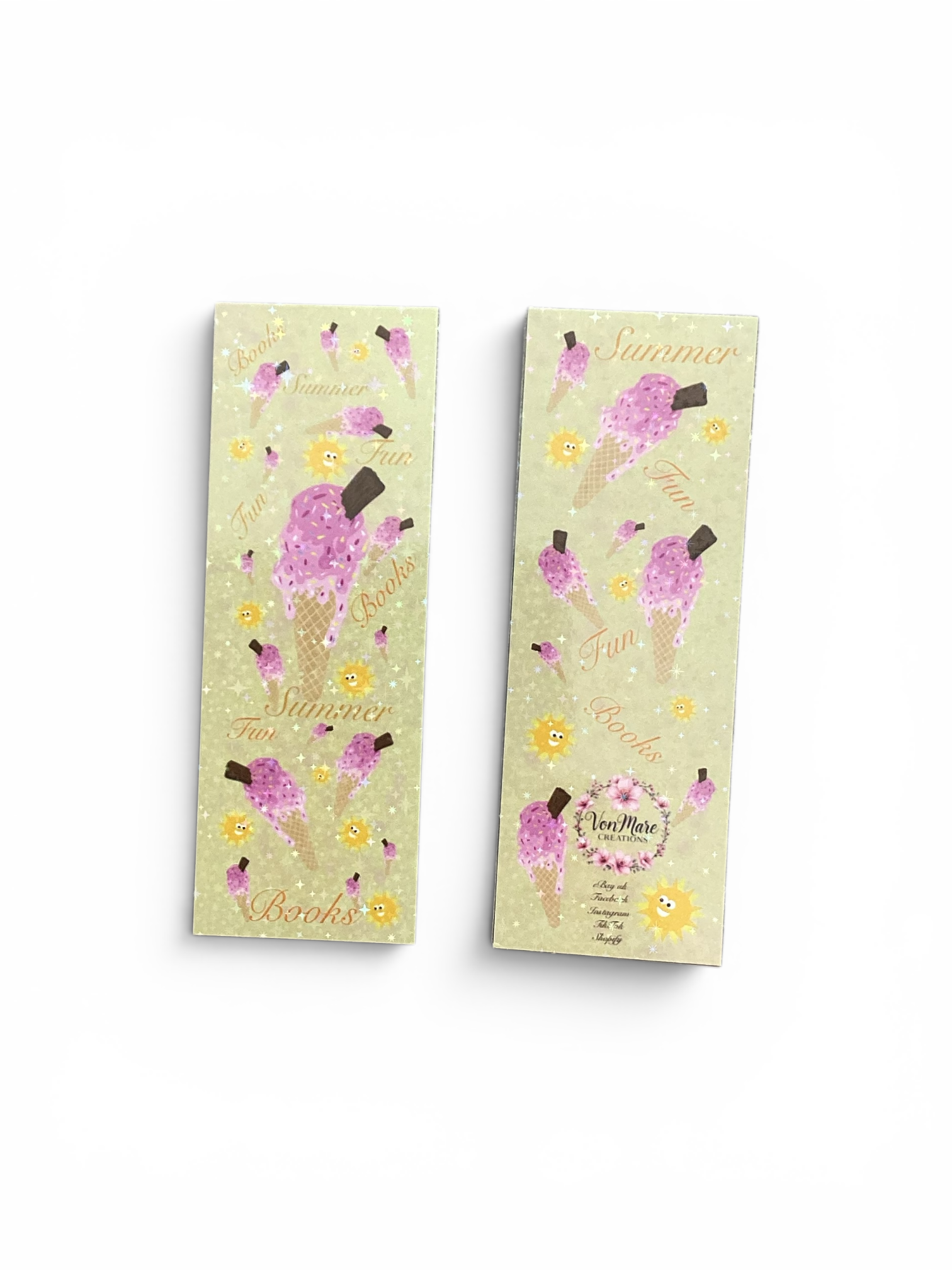 Front and back of Ice Cream bookmark