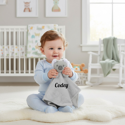 Grey Koala Stuffed Toy comforter baby holding