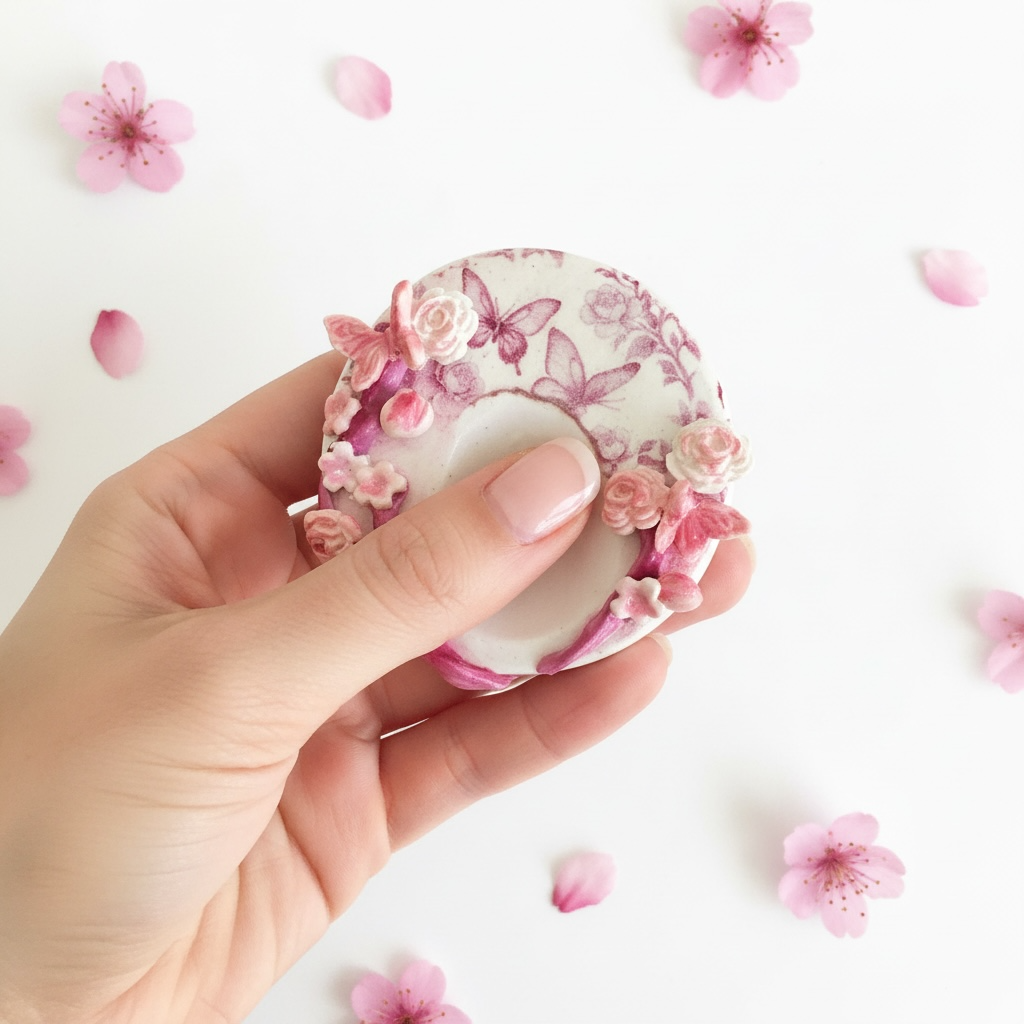 Floral & Butterfly Polymer Clay Worry Stone | Mindful Gift