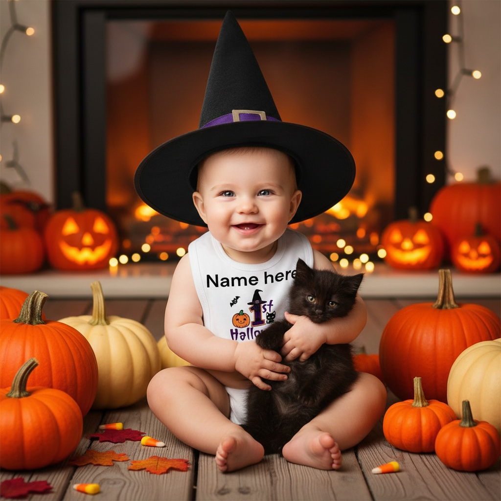 My 1st Halloween Baby Bib | White Cotton Keepsake Gift