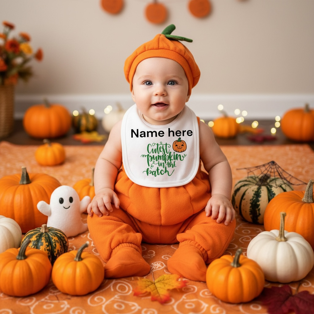 Cutest Pumpkin in the Patch Baby Bib | Personalised Halloween Keepsake Gift