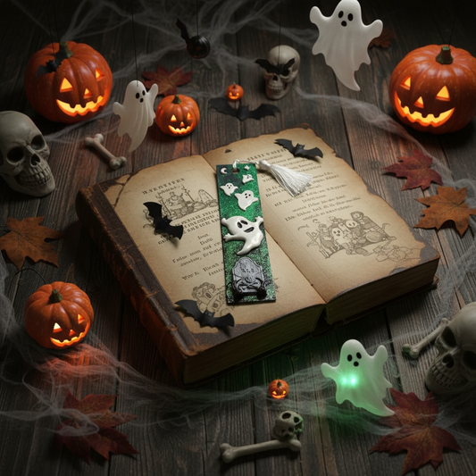 Halloween Ghost Polymer Clay Bookmark | Spooky Tassel Bookmark