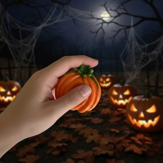 Halloween Pumpkin Worry Stone with Spinning Fidget Leaves