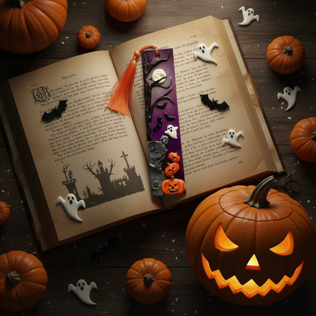 Halloween Bookmark – Graveyard Ghostly Vibes | Polymer Clay