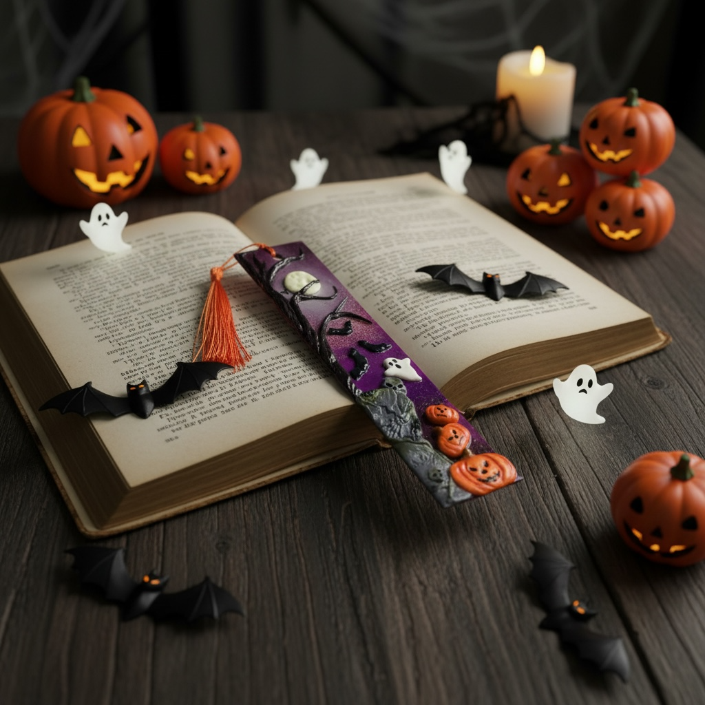 Halloween Bookmark – Graveyard Ghostly Vibes | Polymer Clay