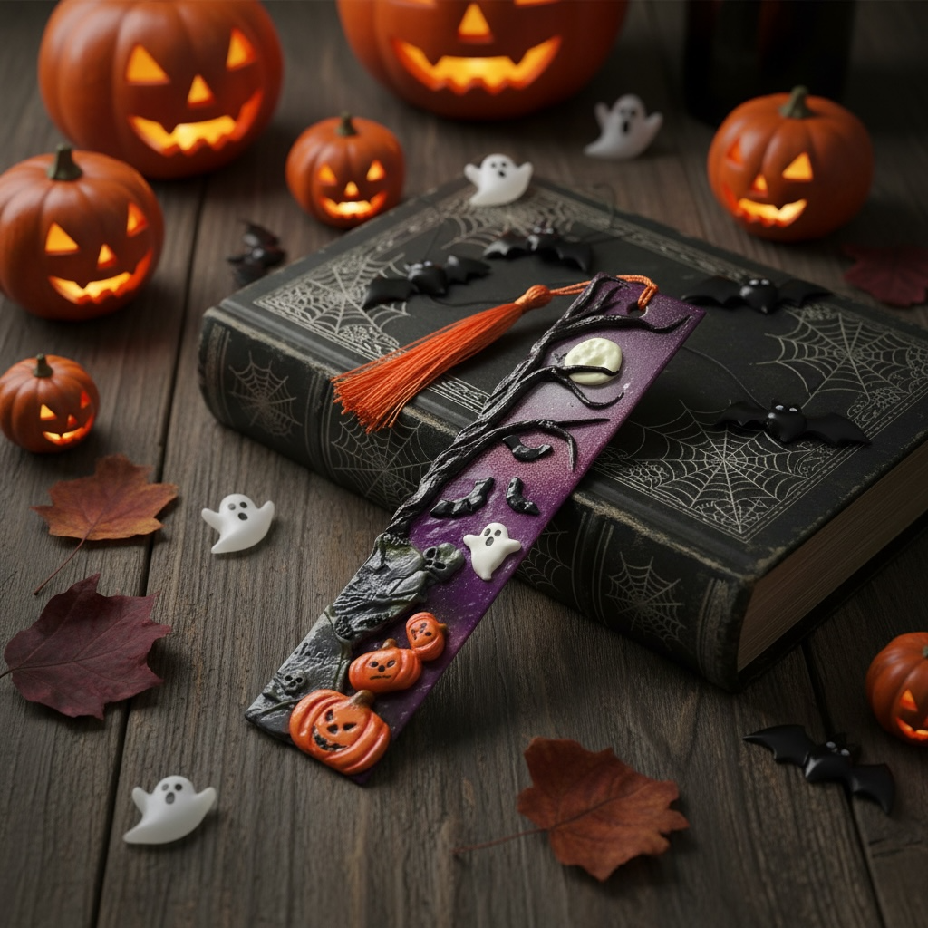 Halloween Bookmark – Graveyard Ghostly Vibes | Polymer Clay