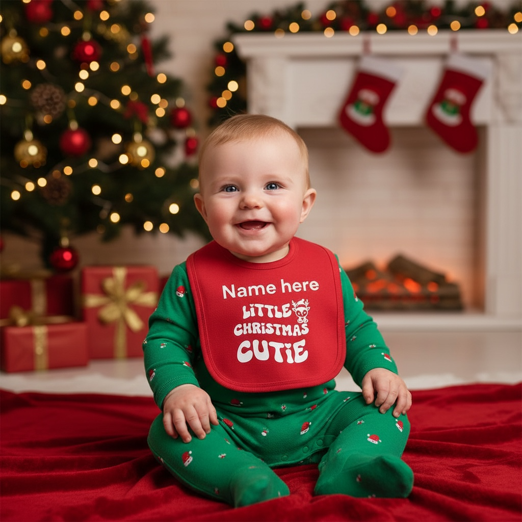 Personalised Christmas Baby Bib – Little Christmas Cutie