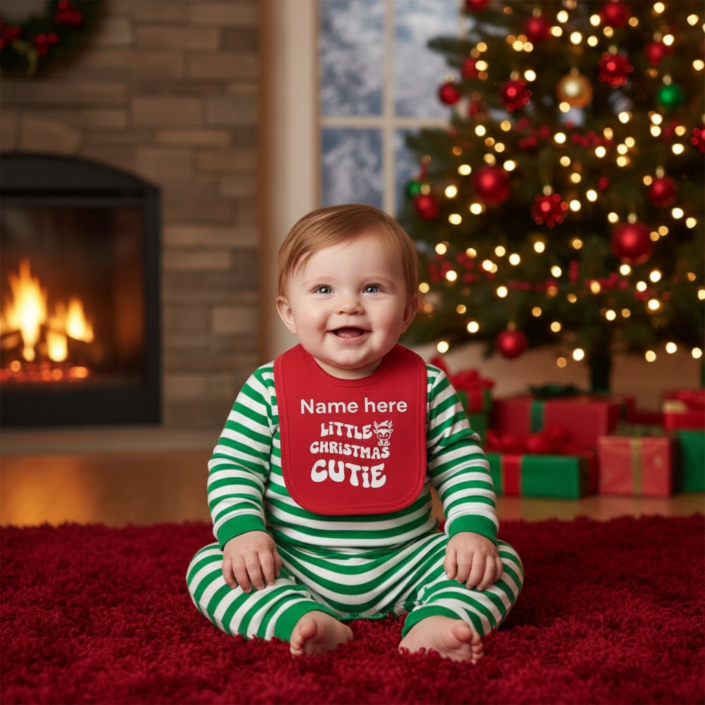 Personalised Christmas Baby Bib – Little Christmas Cutie