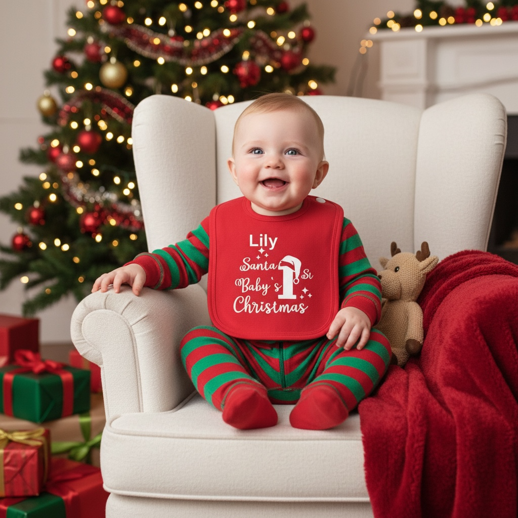 Personalised Santa Baby's 1st Christmas Bib