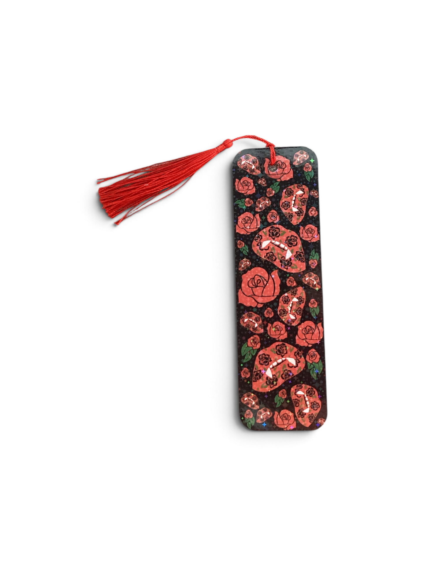 Vampire Vibes Bookmark | Double Sided Spooky Gothic Tassel Bookmark with Sparkle