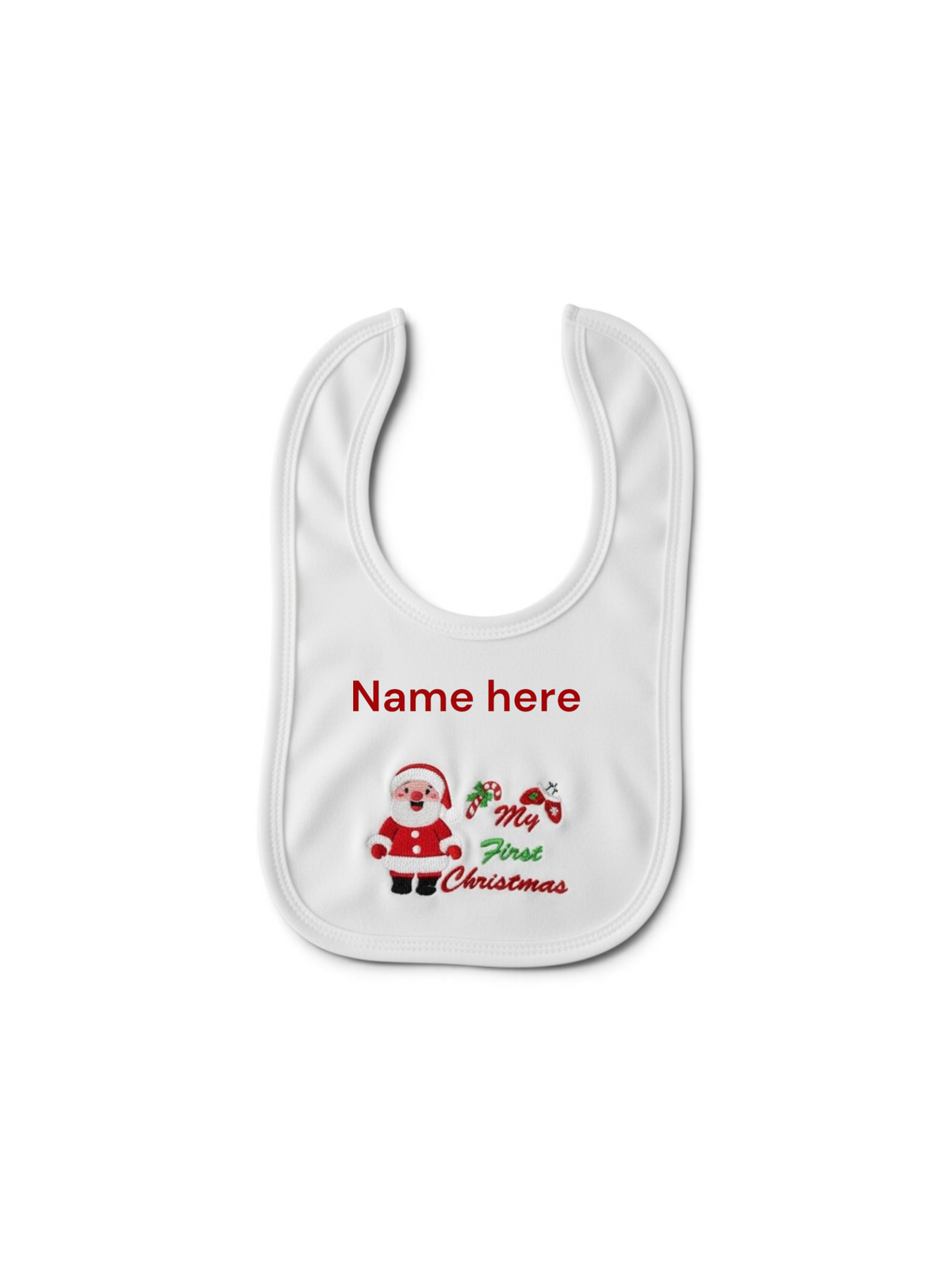My First Christmas Santa Embroidered Baby Bib | Personalised Embroidered Gift